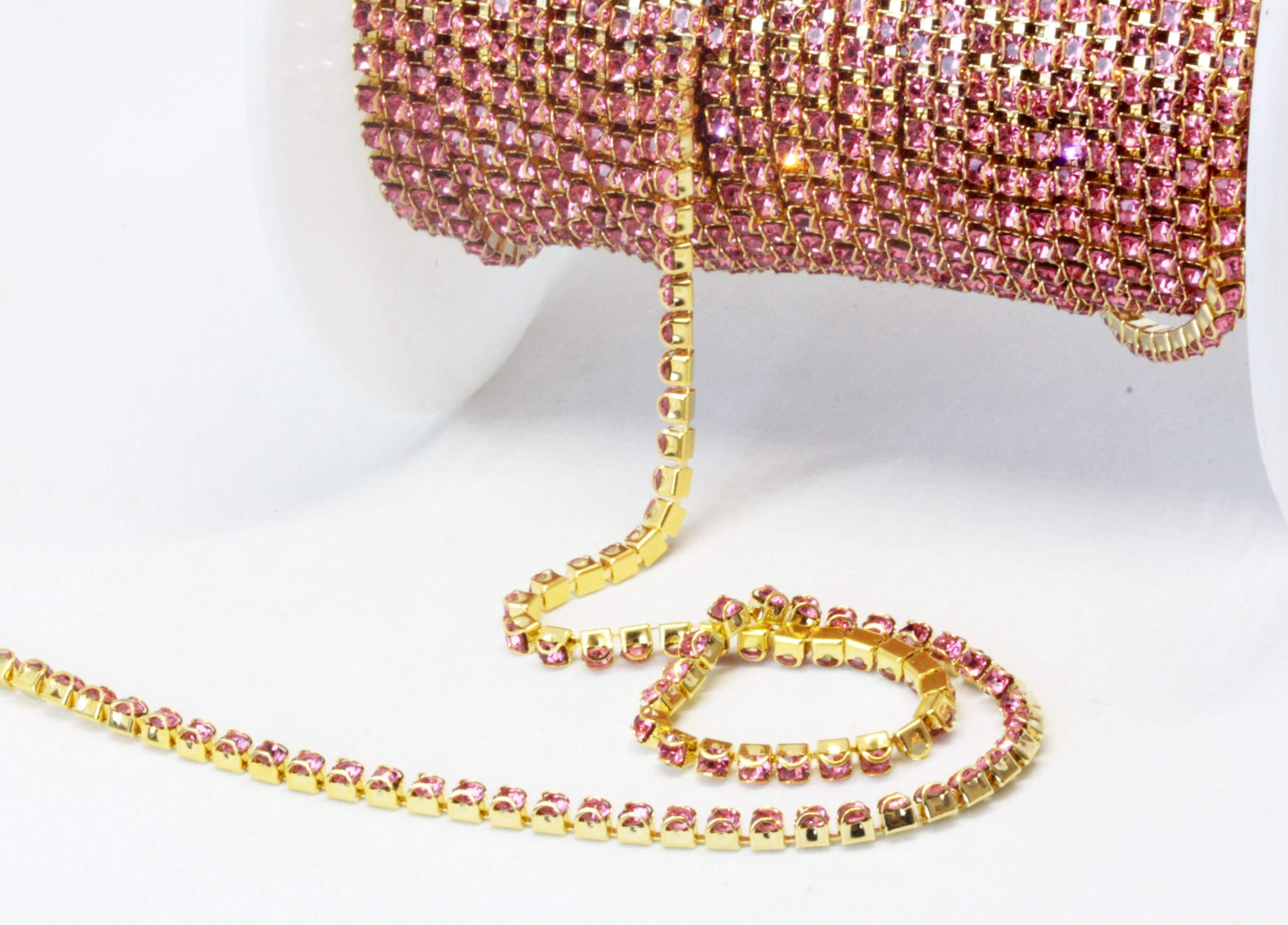Ланцюжок стразовий Gold + Rose